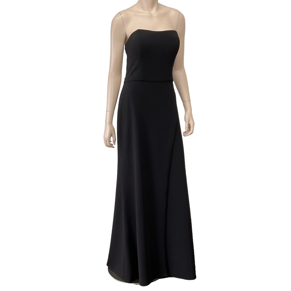 La Femme Fashion Dress Women 12 Black Long Gown Formal Strapless Open Back NWT